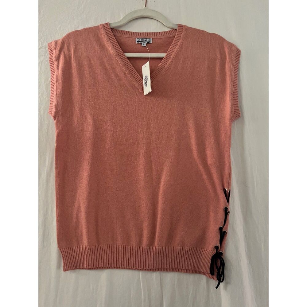 La Royale Italy Girls 16Y Cotton Lace Up Sweater Vest NWT